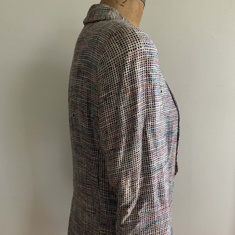 Vintage 80s raw silk blazer jacket multicolor 6 S - Picture 12 of 13